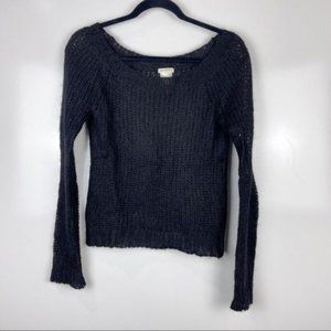 Old Navy Black Long Sleeve Mohair Knit Sheer Sweater Size Small